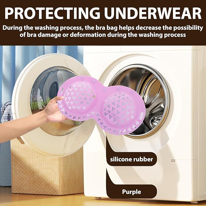 Bra Washing Bags for Laundry - Silicone Bra Laundry Bag, Lingerie Bags for Washing Delicates, Protective Anti Deformation Lingerie Kit Compatible Mesh Underwear Laundry Bag for Washing Machine