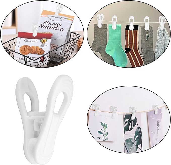 Plastic Hanger Clips - 30 Pack Multi-Purpose Clothes Hangers Clips, Finger Clips for Baby & Skirt Pants Hangers, White