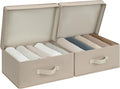 StorageWorks Small Storage Boxes with Lids, Stackable Fabric Storage Bins with Handles, Storage Baksets for Closet, Shelves, 15" x11¼x 6¼", Light Brown, 2-Pack
