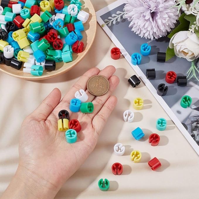 GORGECRAFT 210Pcs 7 Colors Clothes Hanger Markers Blank Tags Plastic Garment Hanger Size Markers Assortment Kit Fit 9.5mm Rod for Clothing Snap Number Labels Accessories Color Coding with Storage Box