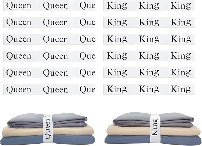 12 Pieces Bed Sheet Organizer Bands, Closet Organization Sheet Straps, Linen Labels Bedding Bands, Elastic Bed Sheet Storage Sheet Keepers （6PcsQueen 6PcsKing ）