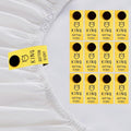 SheetSnaps King Size Bed Sheet Labels – 12-Pack Yellow Snap-On Sheet Tags – Easy Sheet Orientation for King Bedding – Washable, Durable, Size Identifiers for Linen Closet Organization