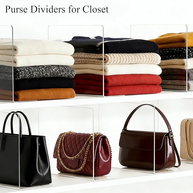 Acrylic Shelf Dividers for Closet Organization: 10" Tall Clear Closet Dividers for Shelves - Free-Standing Shelf Separators for Clothes Sweater Purse