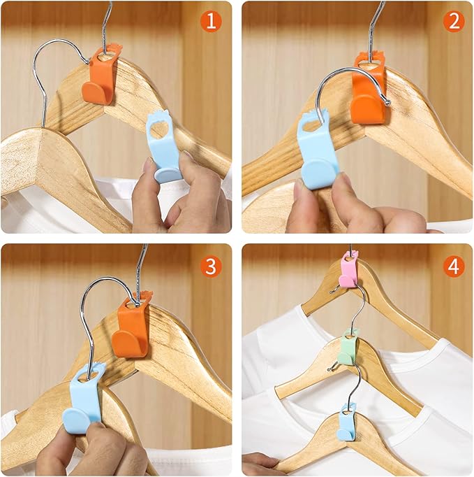SLMT Space Saving Hanger Extender Hooks - 50PCS Closet Organizer for Plastic, Velvet, Wooden, Wire & Heavy Duty Hangers