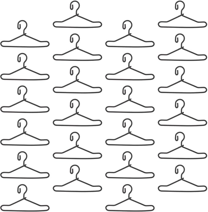 EXCEART Mini Metal Clothes Hangers for Dolls 50 Pcs Miniature Doll Clothes Hangers for Crafting Displaying and Organizing Doll Wardrobes 1.6 Inch Small Outfit Hangers