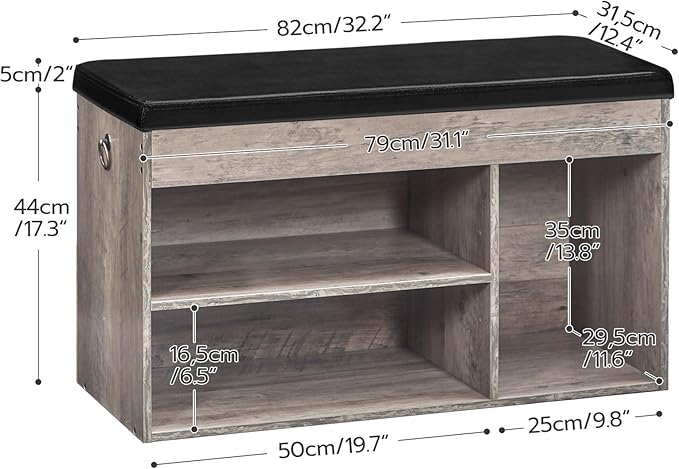 HOOBRO Shoe Storage Bench with Padded Cushion, Entryway Bench with Flip-Open Storage Box and Adjustable Shelf, Shoe Rack with Hidden Compartment, for Entryway, Living Room, Greige BG40HX01