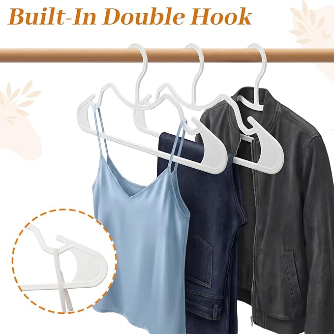 LemonRoad 50 Pcs Plastic Short Neck Hangers, Anti-Slip Space Saving Hangers for Shirts Pants Clothes Smooth, Not Velvet