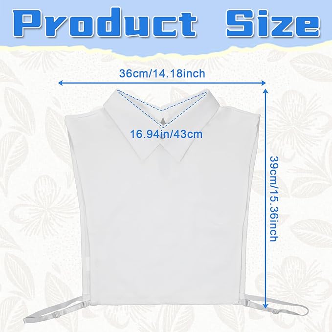 Women’s Detachable Dickey Collar, Fake Collar Half Shirts Faux Collars Half Shirt Blouse False Collars for Girls Favors (White)