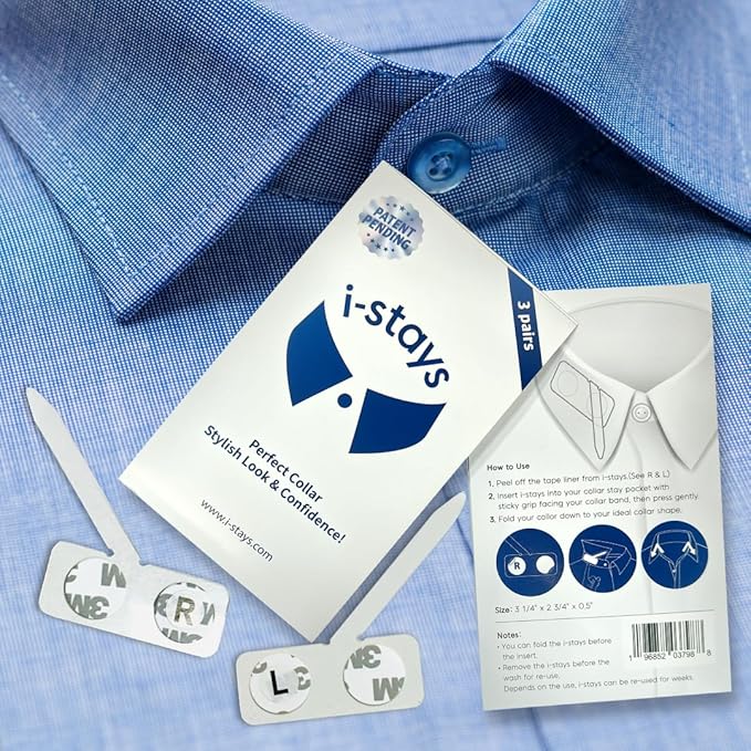 Collar Stays for Men’s Dress Shirts (3 Pairs) - istays Shirt Collar Inserts & Collar Stiffeners, Plastic Collar Stays for Men, Gifts for Him, Office Daily Wear Travel Use