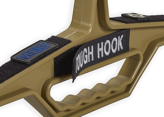 Original Tough Hook ID MAX Heavy Duty Identification Hanger, USA Made 200lb Capacity -Police Tactical Gear,Scuba BCD, Wetsuit & Body Armor Organizer with Anti-Slip Design with 3 ID Strips,1 Pack Tan