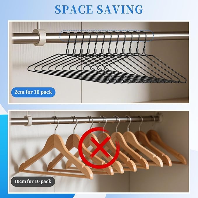 150 Pack Wire Hangers 15.9 Inch 13 Guage Wire Metal Dry Cleaner Hangers Bulk Thin Space Saving Suit Holder for Coats, Shirts, Suits, Pants, Skirts (Black)