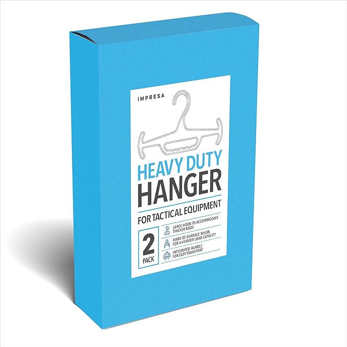 Impresa Tactical Gear Hangers - 2 Pack, Black Resin - Plastic Vest Hangers for Bulletproof Vest & Police Gear, Anti-Slip & Reversible Handle