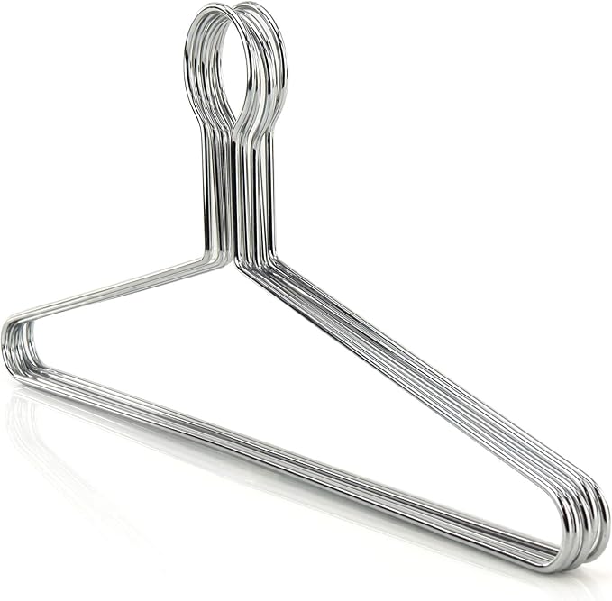 Hangerworld 10 Pack Anti-Theft Security Hangers - 17inch Heavy Duty Silver Chrome Metal Hanger for Hotels, Retail and RVs