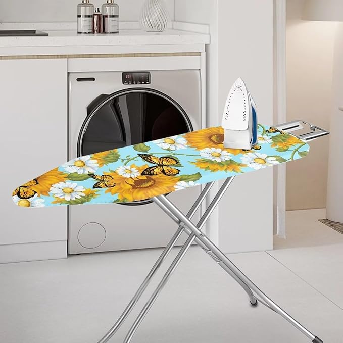 Flashideas Sunflower Butterfly Ironing Board Cover and Pad 15x54 Inch Standard Ironing Board Cover with Elastic Edge and Hook and Loop Fasteners Scorch and Stain Resistant Cotton