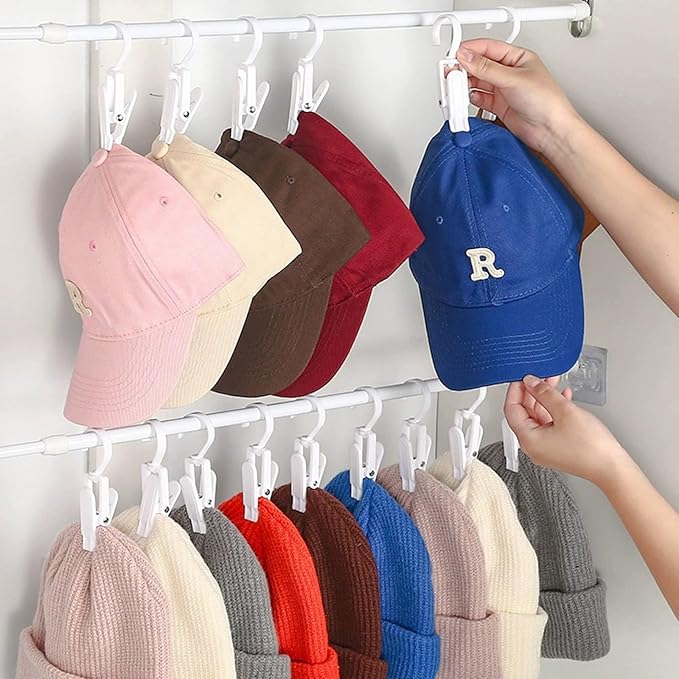 20pcs Laundry Hooks with Clips Super Strong Plastic Home Travel Swivel Hanging Hanger Closet Organizer Clamps Socks Boot Bras Towels for Bathroom Wardrobe Kitchen Office,White