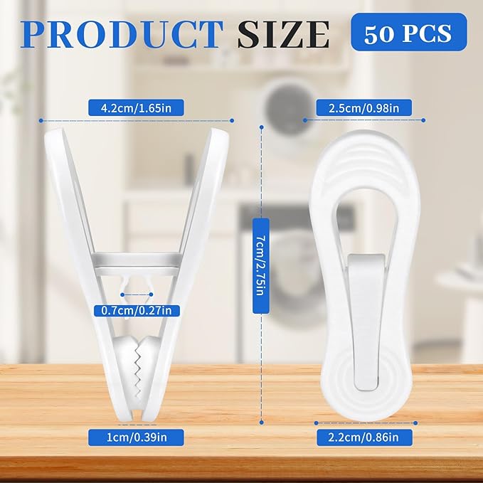 50 Pcs Multi-Purpose Plastic Hanger Clips - Ideal for Skirts & Pants
