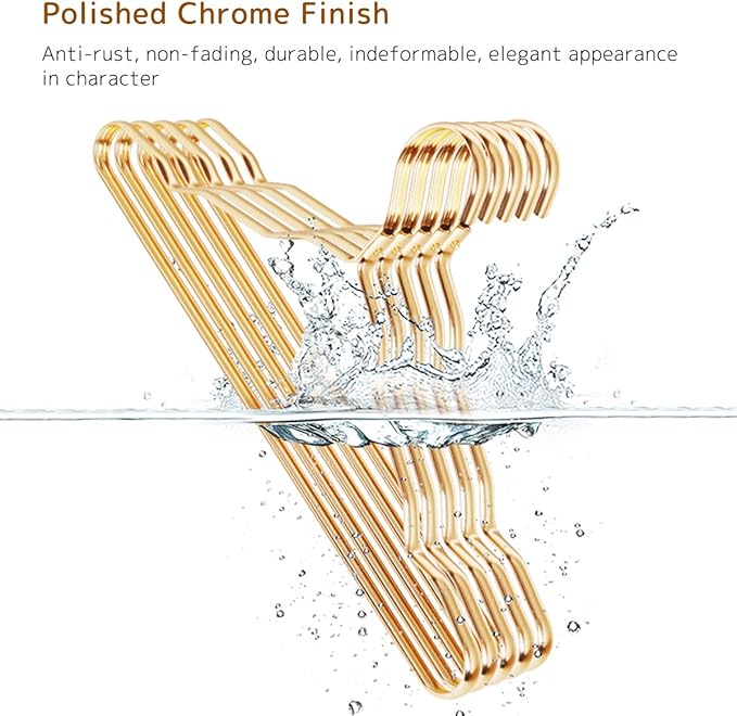 Pack of 10 Stylish Aluminum Metal Coat Suit Clothes Hangers(Golden)