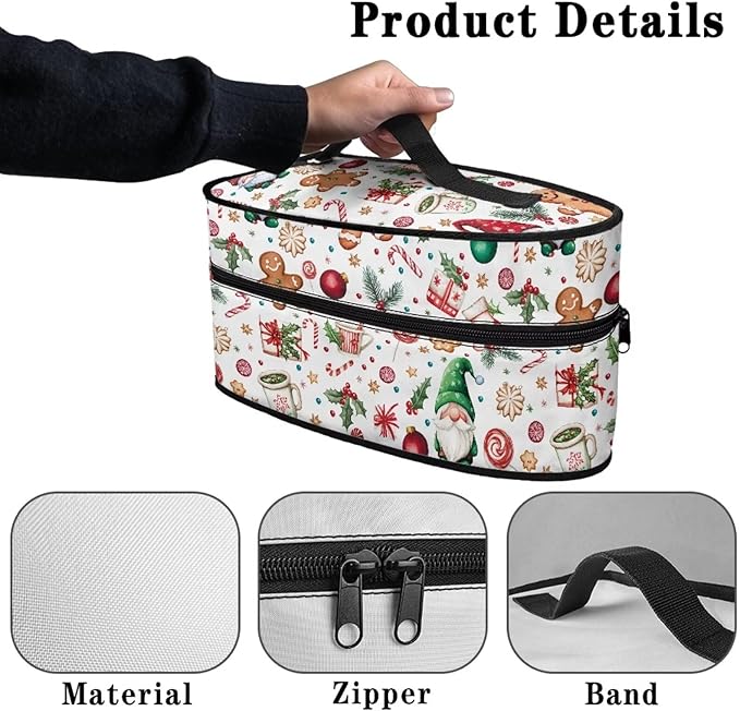 Christmas Iron Storage Bag with Zipper Closure Fits for Accessories Travel Irons Lightweight Handheld Iron Case Storage for Traveling Home, Santa Claus Gift