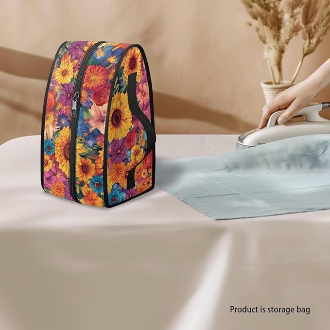 Daisy Print Steam Iron Case Travel Iron Organizer Handheld Steamer Holder with Handle Waterproof Travel Accessories, Case Only