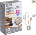 Vacuum Bags for Travel with USB and TYPE C Pump, 12 Pack Carry-on Size Compression Packing Bags for Luggage and Suitcase, Space Saver for Clothes and Clothing Travel（Grey）