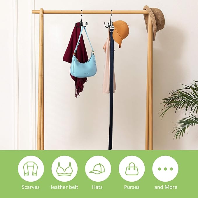 Tank Top Hanger, Rotatable Bra Hanger for Closet, Max 24 Capacity Metal Tank Top Holder Storage Space Saving Sport Bra Organizer, Black