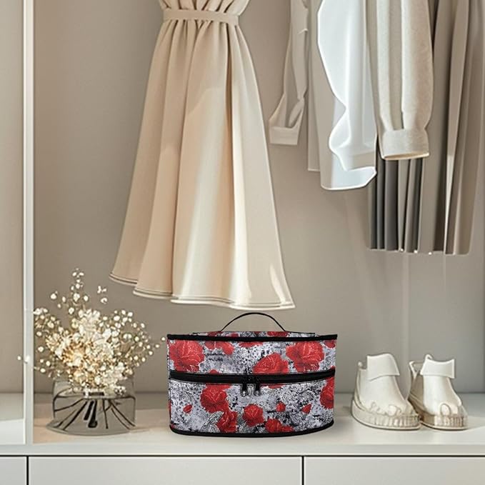 Rose Print Steam Iron Case Steamer Storage Bag Portable Travel Iron Carrier Bag with Handle Lightweight Iron Accessories, Case Only