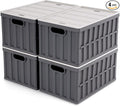 Citylife 64L Collapsible Storage Bins with Lids Plastic Storage Containers for Organizing Stackable Storage Box Large Heavy Duty Utility Crates, 4 Packs