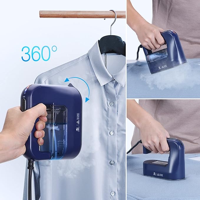 Steamer Iron for Clothes,Portable Travel Mini Iron,1300W Powerful Garment Steamers,Horizontal, Vertical and Dry Ironing 4 in 1, 40s Fast Heat-up(Dark Blue)