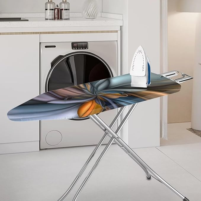 Brown Flower Ironing Board Cover Iron Pad Covers Padding with Elastic Edge Scorch Resistant Protective Replacement Covers for Ironing Board