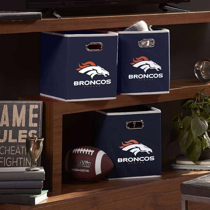 Franklin Sports NFL Storage Bins - Collapsible Cube Container + Basket - NFL Office, Bedroom + Living Room - 11"x11"