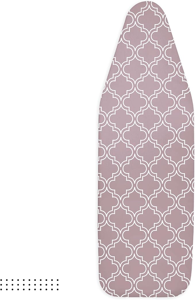 Encasa XO Ironing Board Cover and Pad 54"x15" - Thick 3mm Felt Padding, Drawstring Tightening & Lock, Easy Fit, Scorch & Stain Resistant, Fits Standard Large Ironing Board - Mauve Tiles