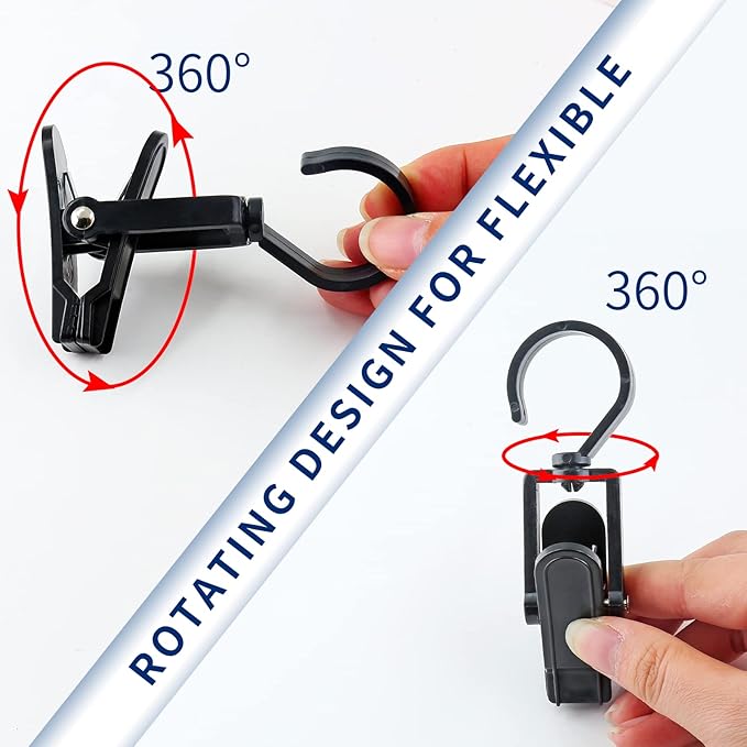 10 PCS Laundry Hooks Clip, Plastic Clothes Pins, Super Strong Hanger Clips, Swivel Hooks Clip for Clothing Store Home Office & Workshop, Black