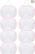 Large Bra Laundry Bags for Washing Machine, 8 Pack Mesh Brassiere Wash Bags for Laundry, Lingerie Bag for Washing Delicates Underwear, Bra Washer Protector (Pink)