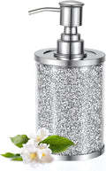 Sumnacon Soap Dispenser Bathroom Sparkling Hand Dispenser with Stainless Pump,Silver Crushed Diamond Dish Soap Dispenser for Kitchen Decorative Soap Dispensers for Kichen Sink Bathroom Countertop