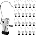 JINGIHE 30 Pack Laundry Hook Hangers Clothes Hanger Clips for Closet Organizer, Stainless Steel Heavy Duty Clothespins Bulk Boot Hanger Clips for Travel Pants Socks Handbags Hats Belt Towels Jean