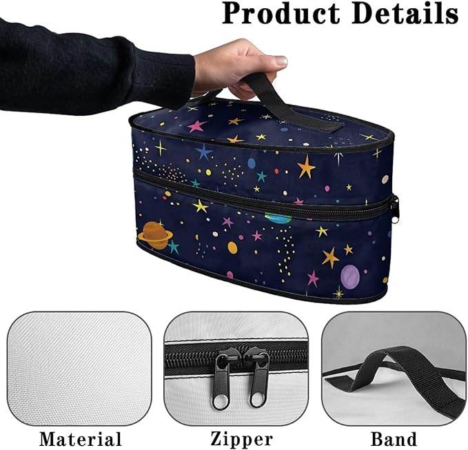Planet Clothes Iron Storage Case with Zipper Closure Wear-resistant Colorful Iron Portable Storage Bag for Travel or Storage