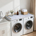 Washer Dryer Countertop, 27.5" D x 54" W Wood Washer Dryer Shelf Topper with 2.6" H Metal Edge and Anti-Skid Pads, for Laundry Room Storage and Organization, Folding Clothes(White)