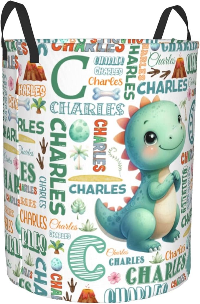 Personalized Dinosaur Laundry Basket For Baby Kids Boys Girls Adult Custom Hamper Basket With Name For Bathroom Bedrooms Collapsible Baby Laundry Basket, Dirty Clothes Hamper With Handles