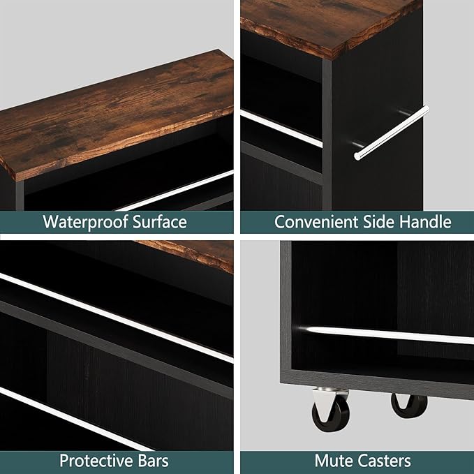 ALBAD Slim Rolling Cart,4-Tier Storage Cart with Wheels,7.9”W Slim Storage Carts with Handle for Kitchen Laundry Narrow Places Bathroom Dining Room Small Spaces