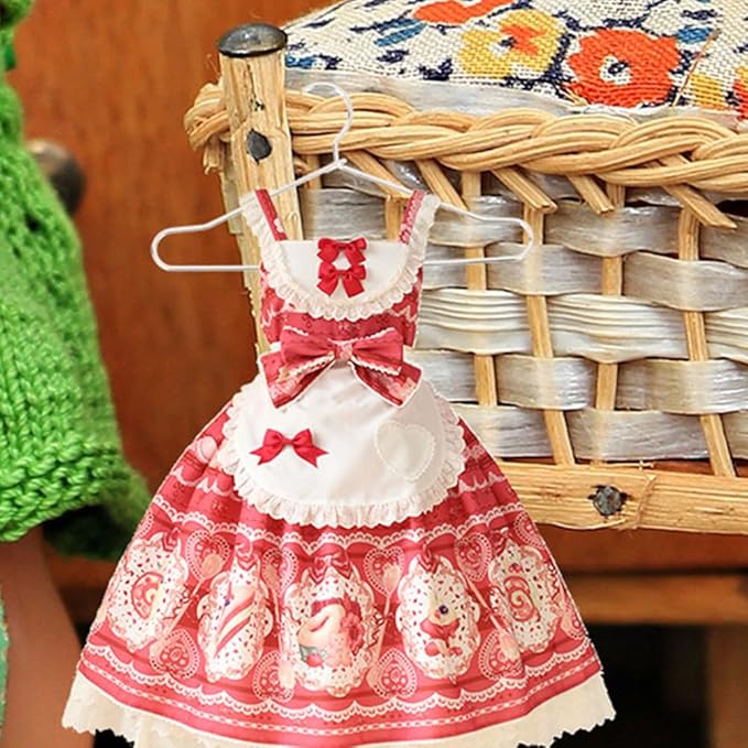 LOGOFUN 20pcs Mini Metal Doll Clothes Hangers Miniature Dress Outfit Holders Silver Wire Rack for Pet Gown Hanging Closet Accessories 150mm