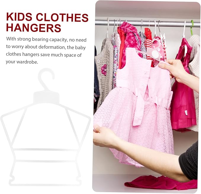 Baby Clothes Hangers 12-Pack Plastic Kids Clothes Drying Racks Infant Shirts Suits Swimwear Non-Slip Space Saving Wardrobe Organizer