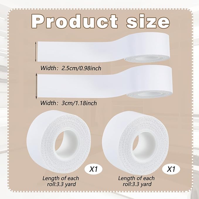 Jecery 2 Rolls 2 Rolls Sweat Pads Collar Protectors for Men Shirts, Disposable White Shirt Neck Tape, Dress Hat Collar Self Adhesive Invisible Liner Patch Against Sweat Stain (0.98 Inch,1.18 Inch)