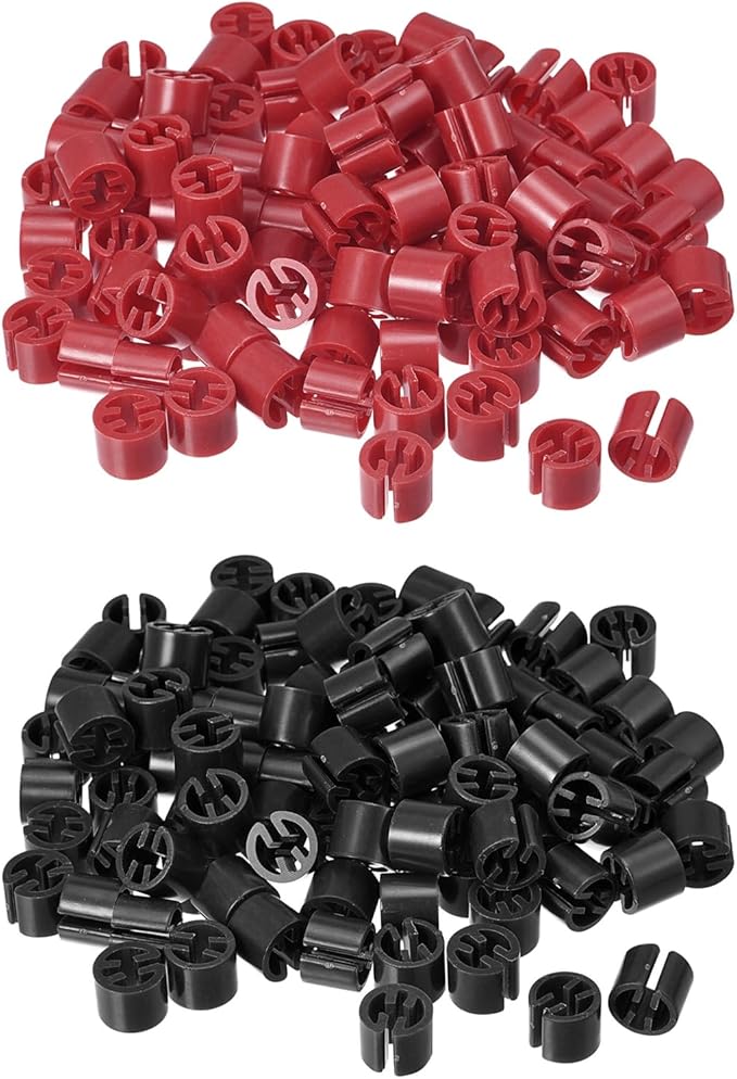 uxcell 300pcs Clothes Hanger Markers Blank Tags, Fit 3.5mm Rod Garment Size Hanger Clips Garment Color Coding Label for Clothing Hangers, Black +Red