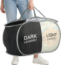 Seefoo Dual Compartment Laundry Hamper with Handles, Collapsible Laundry Baskets 2-Section, Dark/Light Labeled Storage Foldable Clothes Hamper for Laundry, Portable for Small Spaces, Apartment, Dorm