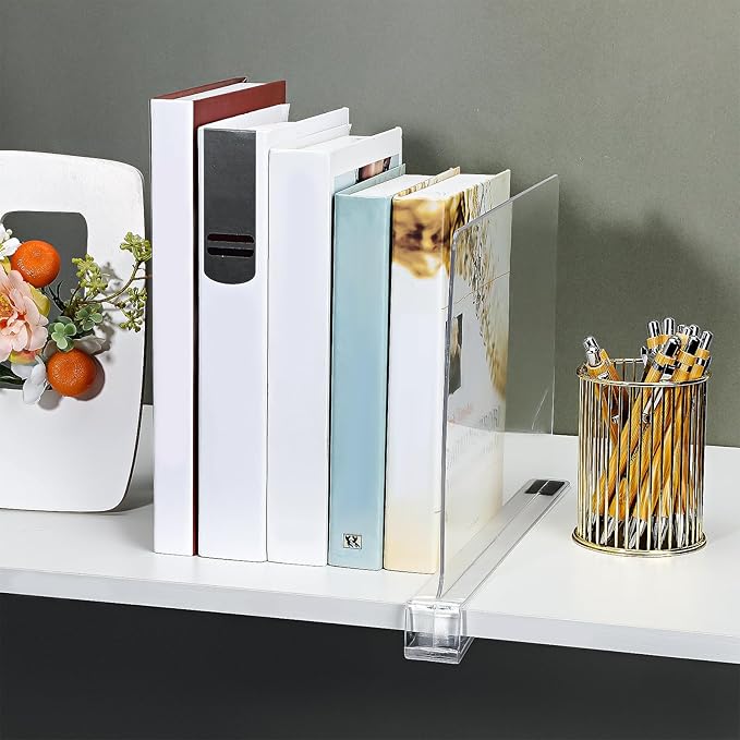 Boao 8 Pcs Shelf Dividers for Closet Organization Acrylic Clear Shelf Divider Purse Organizer Handbag Separator Bookshelf Divider for Closet Bedroom Kitchen Office Cabinet Bathroom
