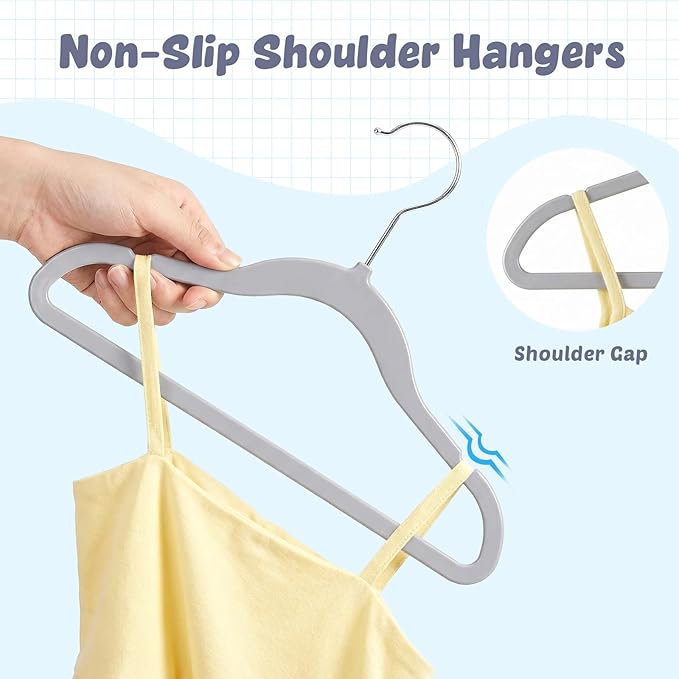 HOUSE DAY 11.4 Inch Baby Hangers 30 Pack - Plastic Kids Hangers Space Saving Thin Profile, Children Closet Organizers with Rotatable Hook of 360°, Heavy Duty for Toddler Clothes Nursery - Gray