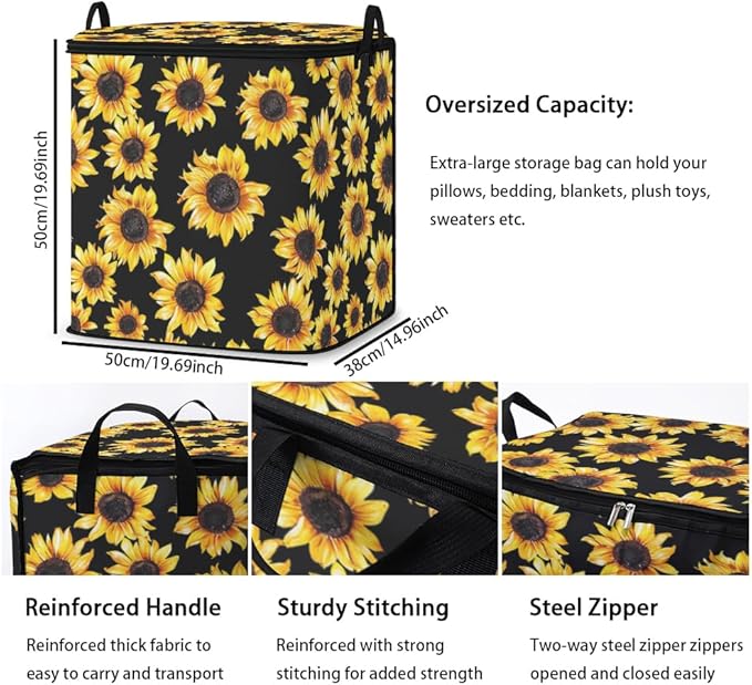 2pcs closet organizers and storage under bed,clothing blanket sweater sheet bedding comforter duvet quilt pillow toy storage bags with lids,dorm room essentials for containers 95L