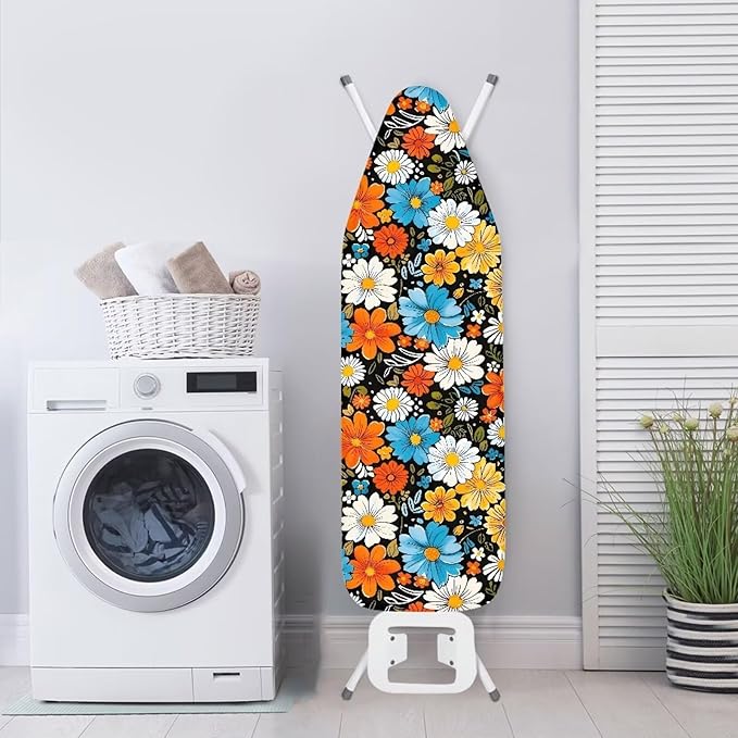 SEANATIVE Hippie Floral Ironing Board Cover and Pad Heat Reflective Ironing Pad Cover Sea Iron Board Cover for Home Decor