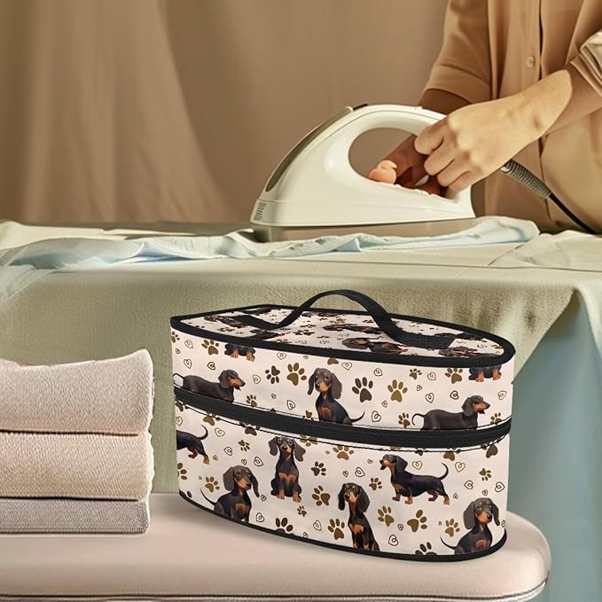 Iron Storage Case Protective Carrying Bag with Zipper Closure, Cute Easy to Clean Steam Iron Storage Bag Compatible with Most Iron, Dog Paw