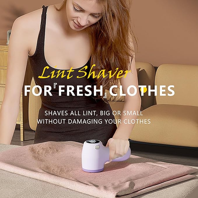Pro Fabric Saver - Smart 3-Speed Electric Lint Remover with HD Display & 1200mAh Fast Charge | 300% Fabric Protection,25+ Garment Capacity,USB-C Reusable Shaver for Sweaters/Coats(Purple)